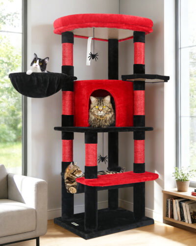 C51 Gothic Cat Tree(Black Red,51inch)