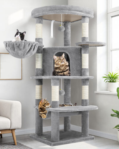 C51 Corner Cat Tree(Light Grey,51-inch)