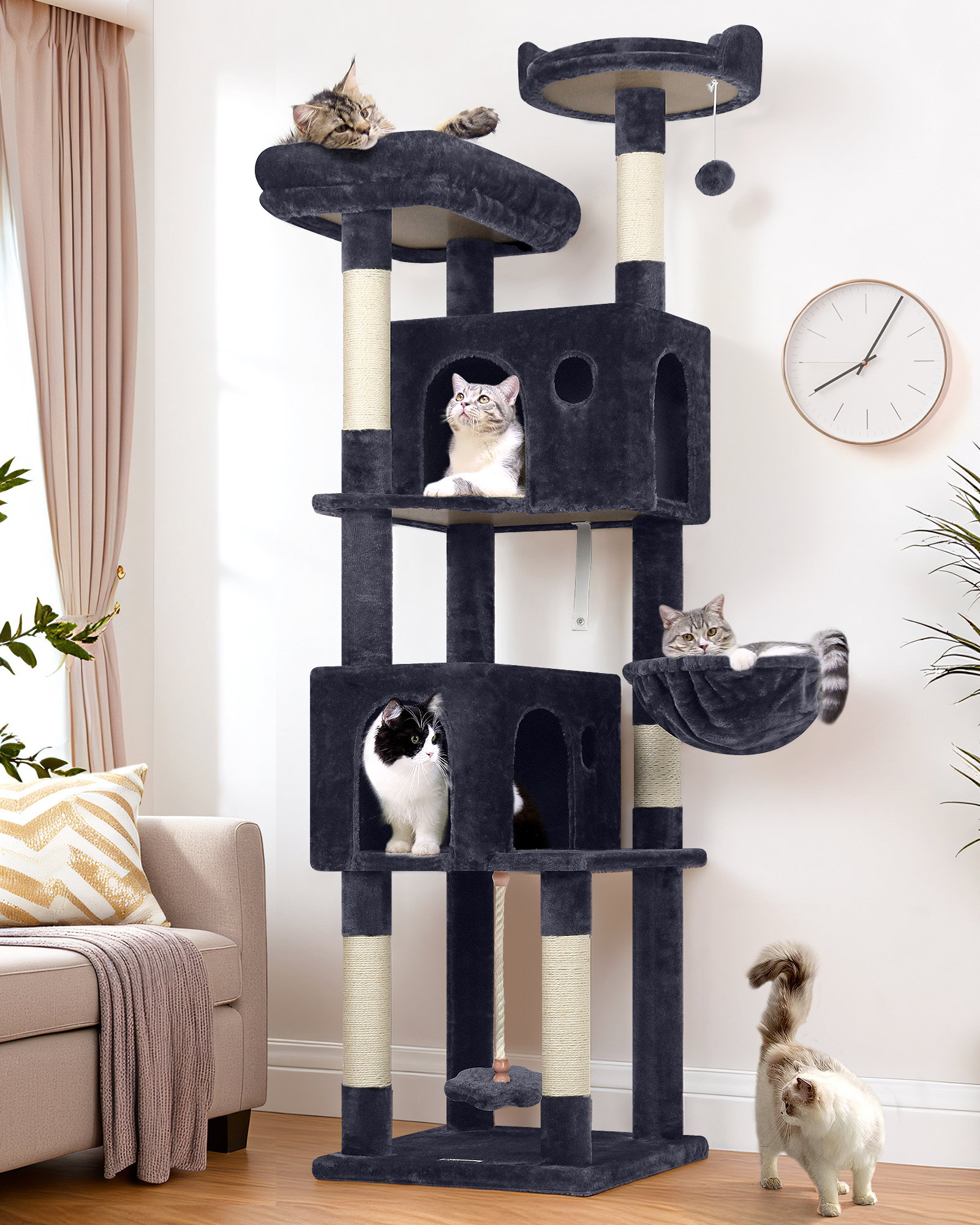 F70B Cat Tree(Dark Grey,70-inch)