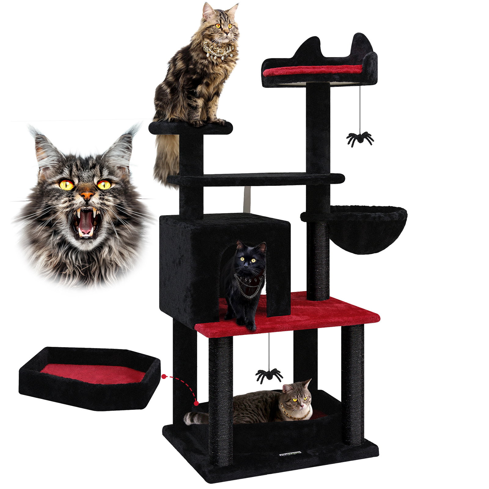 F52 Cat Condos(Gothic Red Black,52-inch)