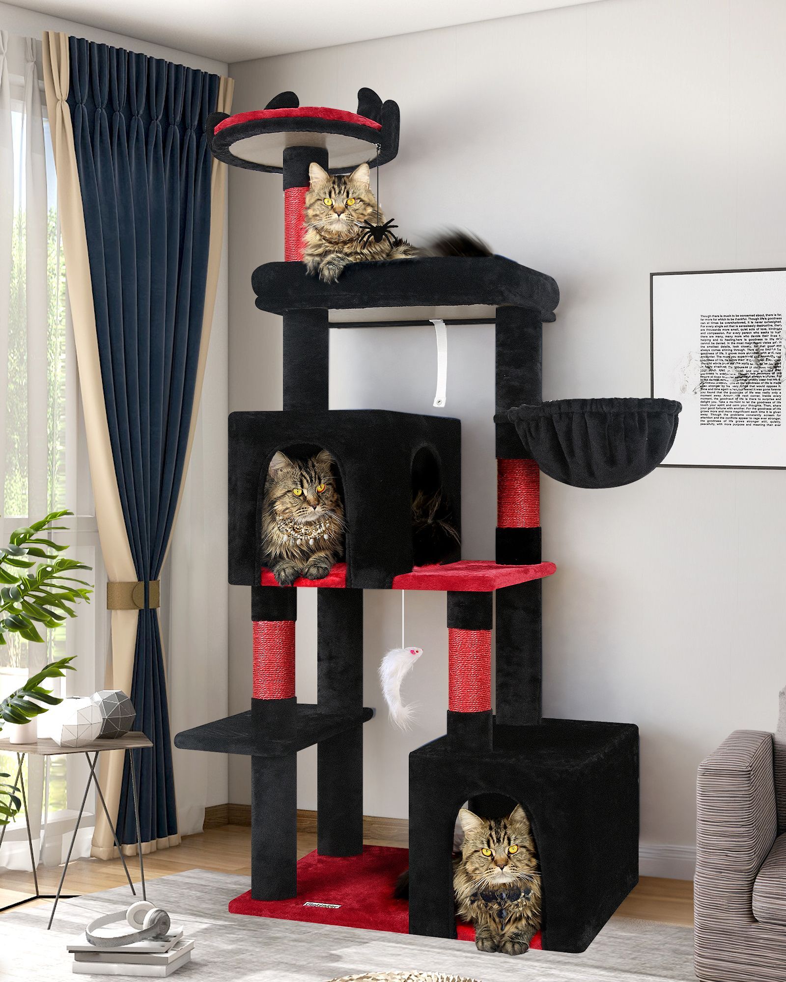 F62 Gothic Cat Tree(Black,62-inch)