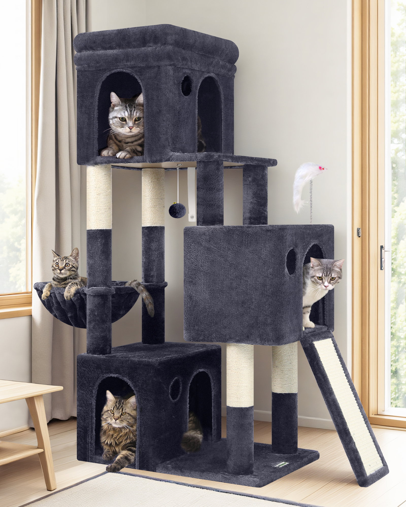 F52B Cat Condos(Dark Grey,52-inch)