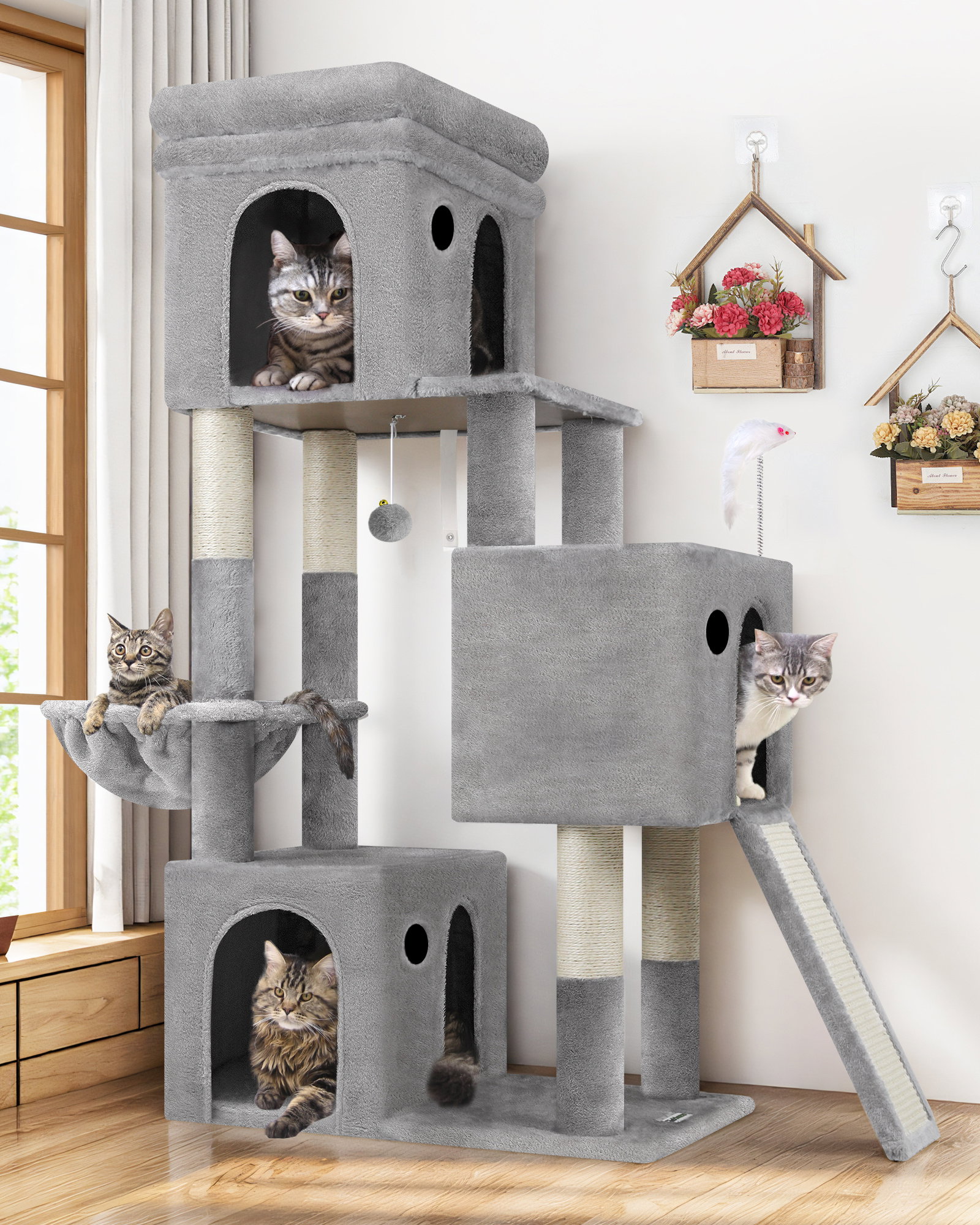 F52B Cat Condos(Light Grey,52-inch)