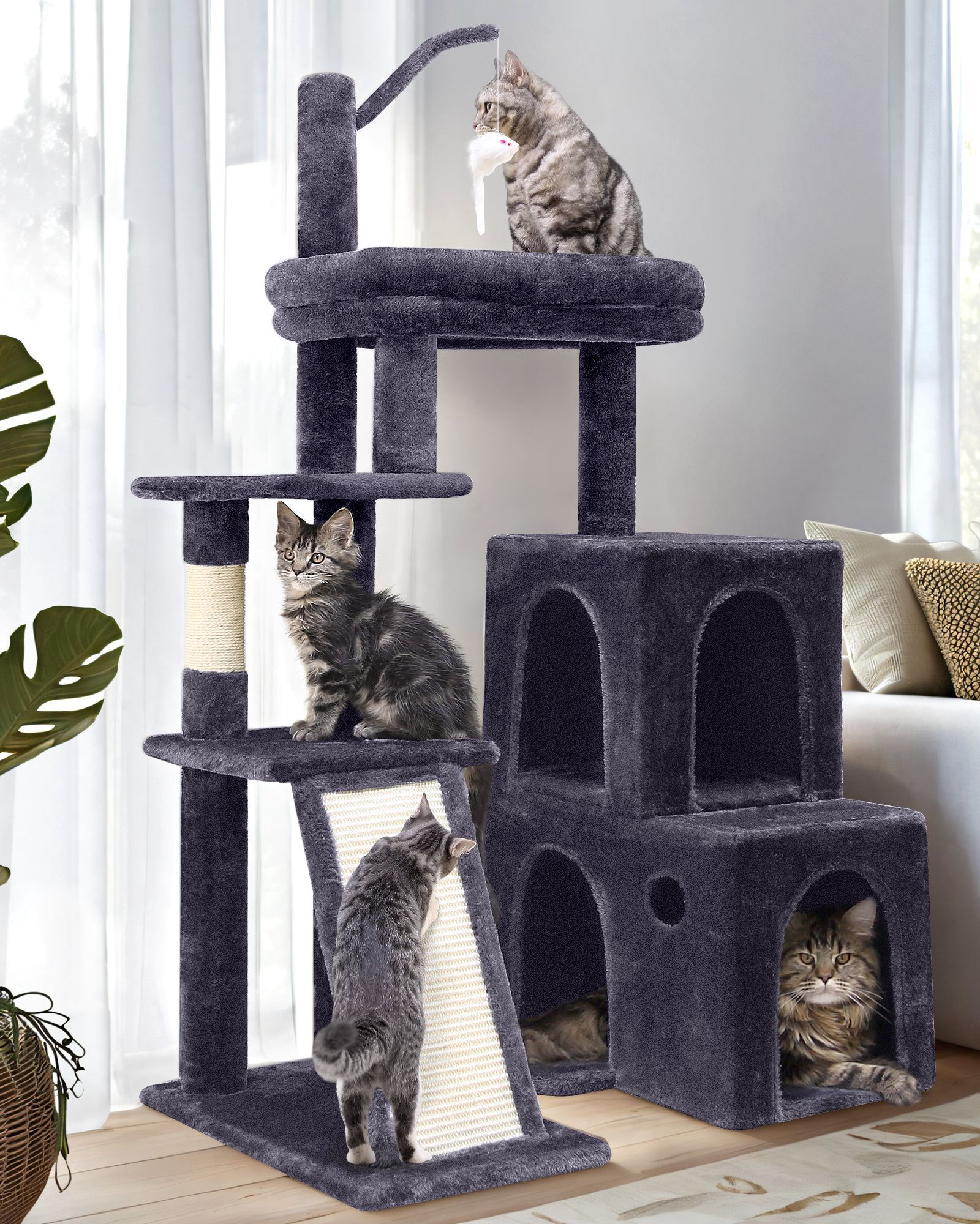 F50 Cat Tree Tower(Dark Gray,50-inch)