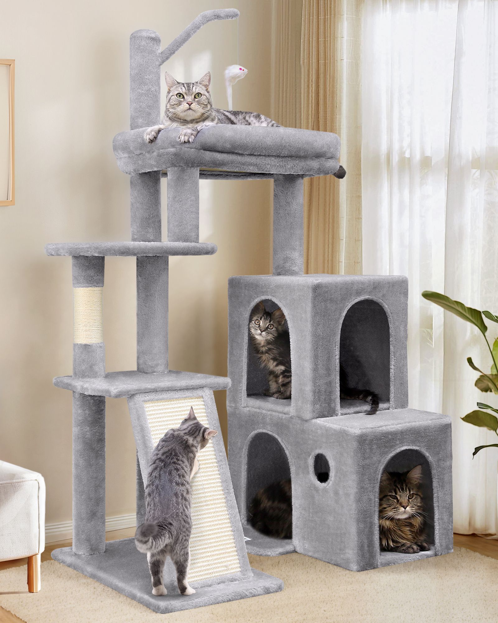 F50 Cat Tree Tower(Light Gray,50-inch)