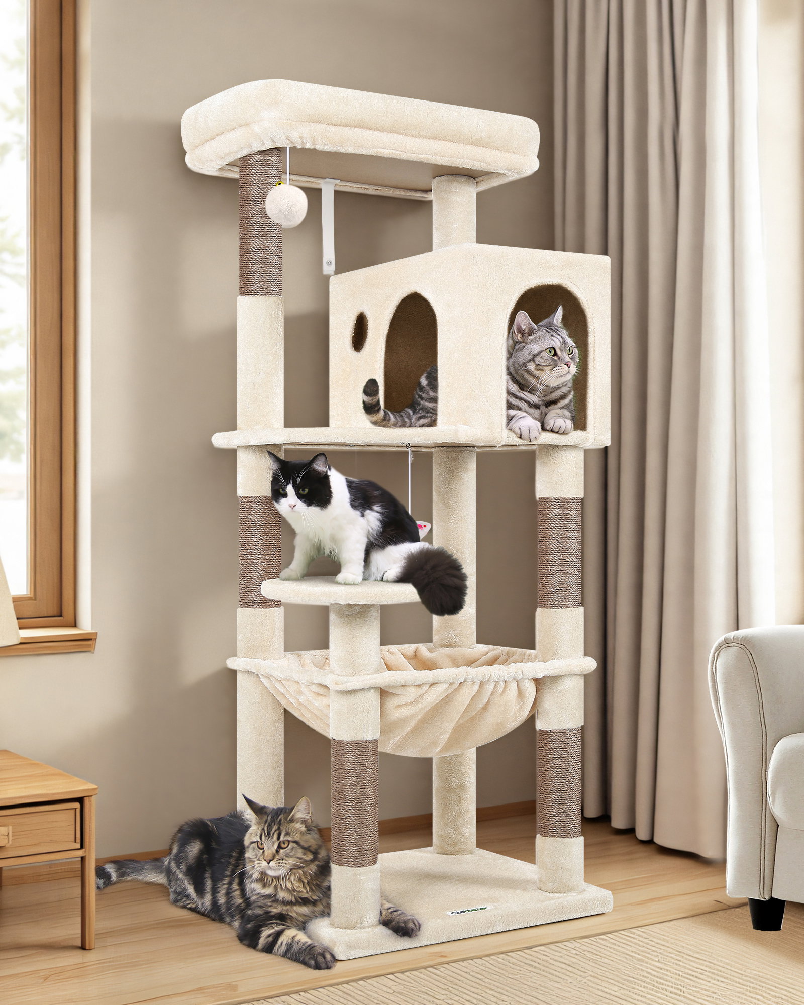 F53 Big Cat Tree(Beige,53-inch)