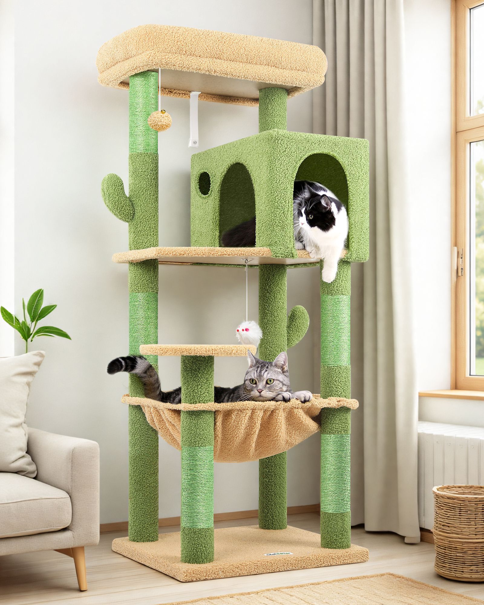 F53 Cat Tree(Cactus Green,53-inch)