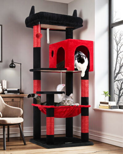F53 Cat Tree(Gothic Red Black,53-inch)