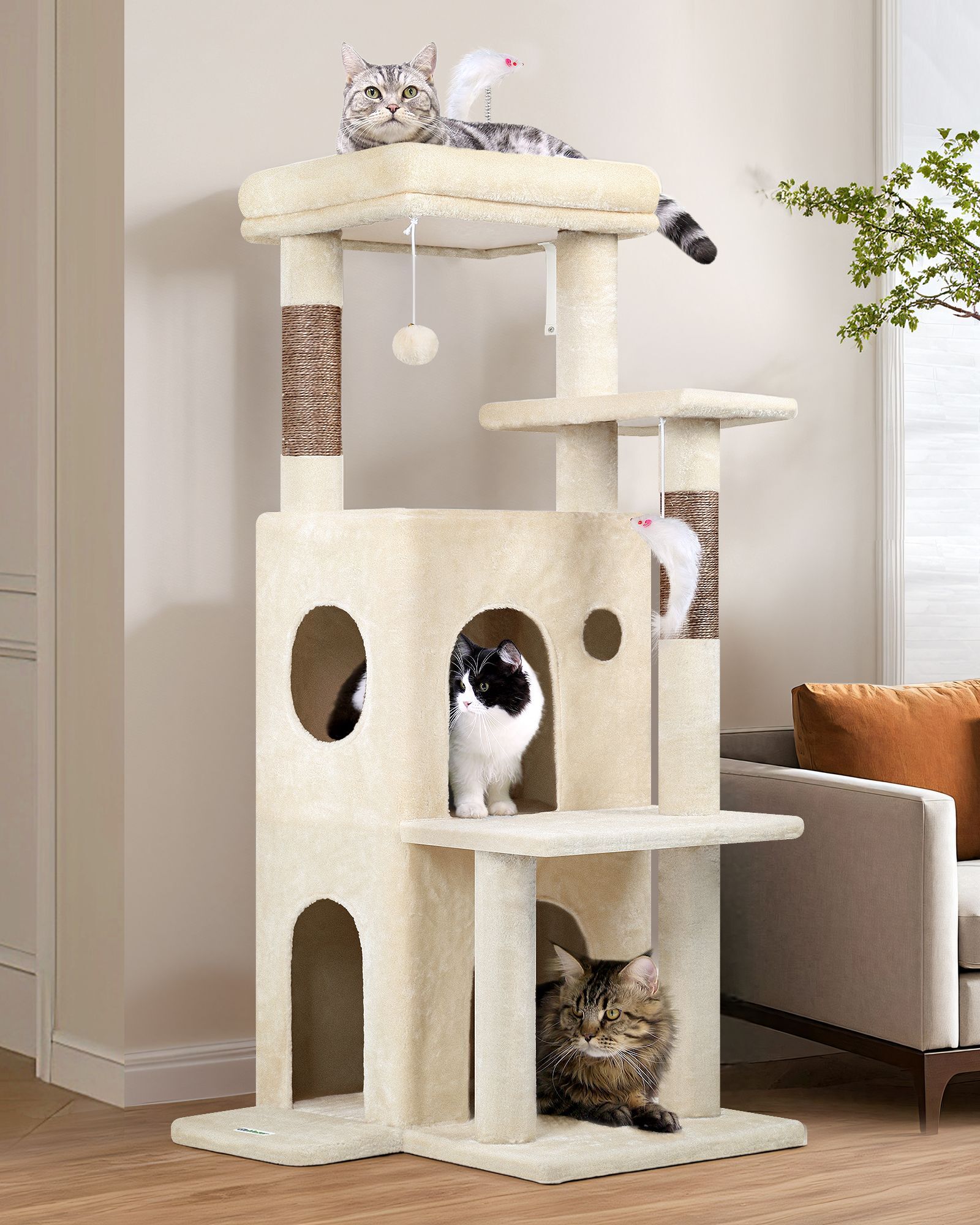 FC50 Cat Tree For Large Cats(Beige,50-inch)