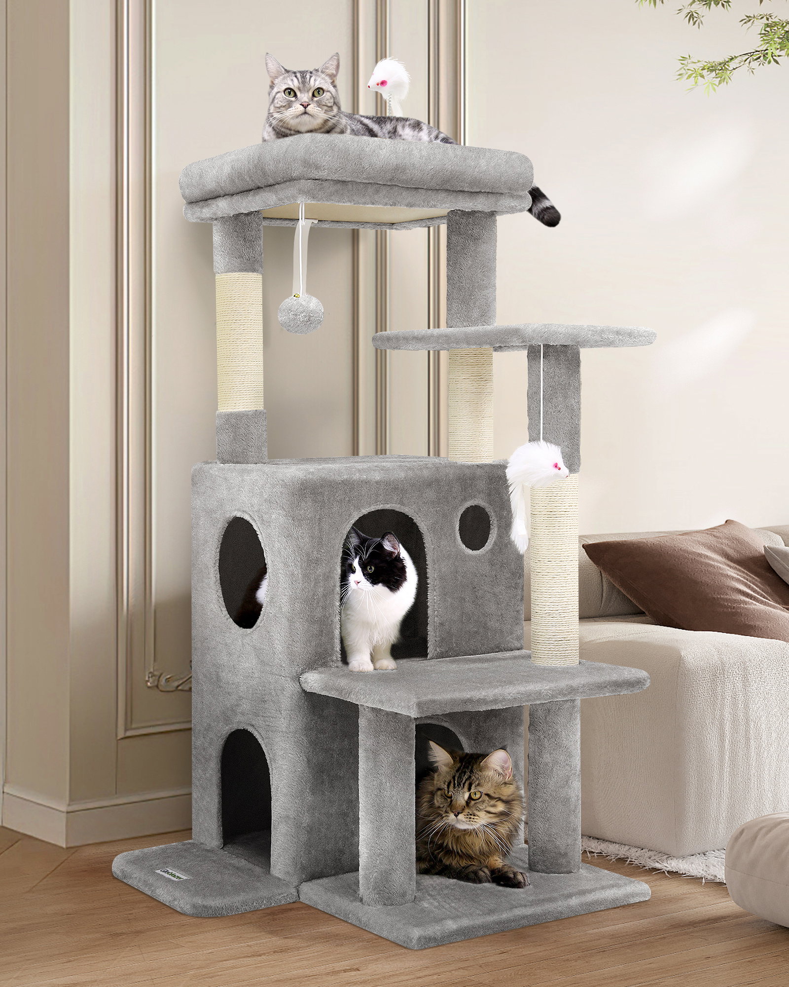 FC50 Adult Cat Tree(Light Gray,50-inch)