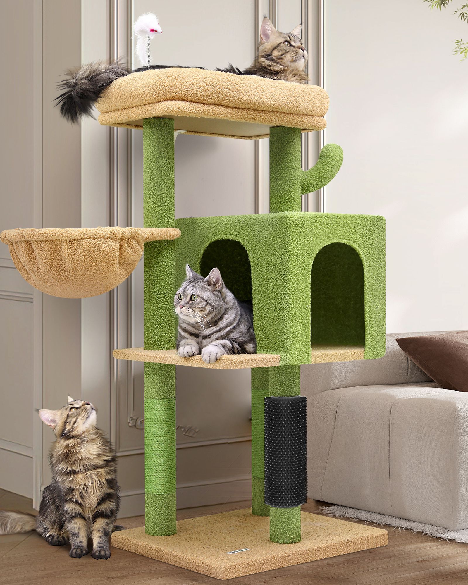 F46B Cat Tree(Green,46-inch)