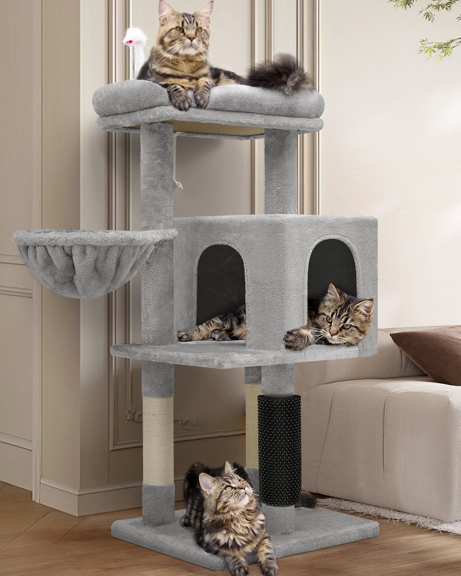 F46B Cat Tree(Light Gray,46-inch)