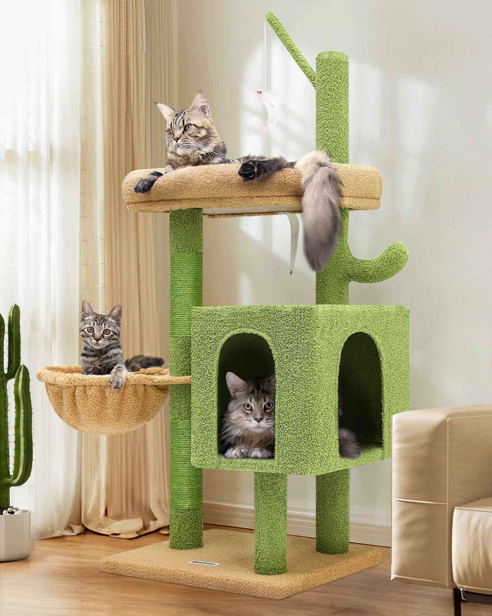 F46C Cat Tree(Green,46-inch)