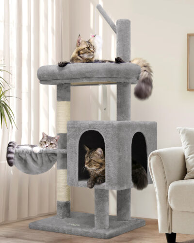 F46C Cat Tree(Light Gray,46-inch)