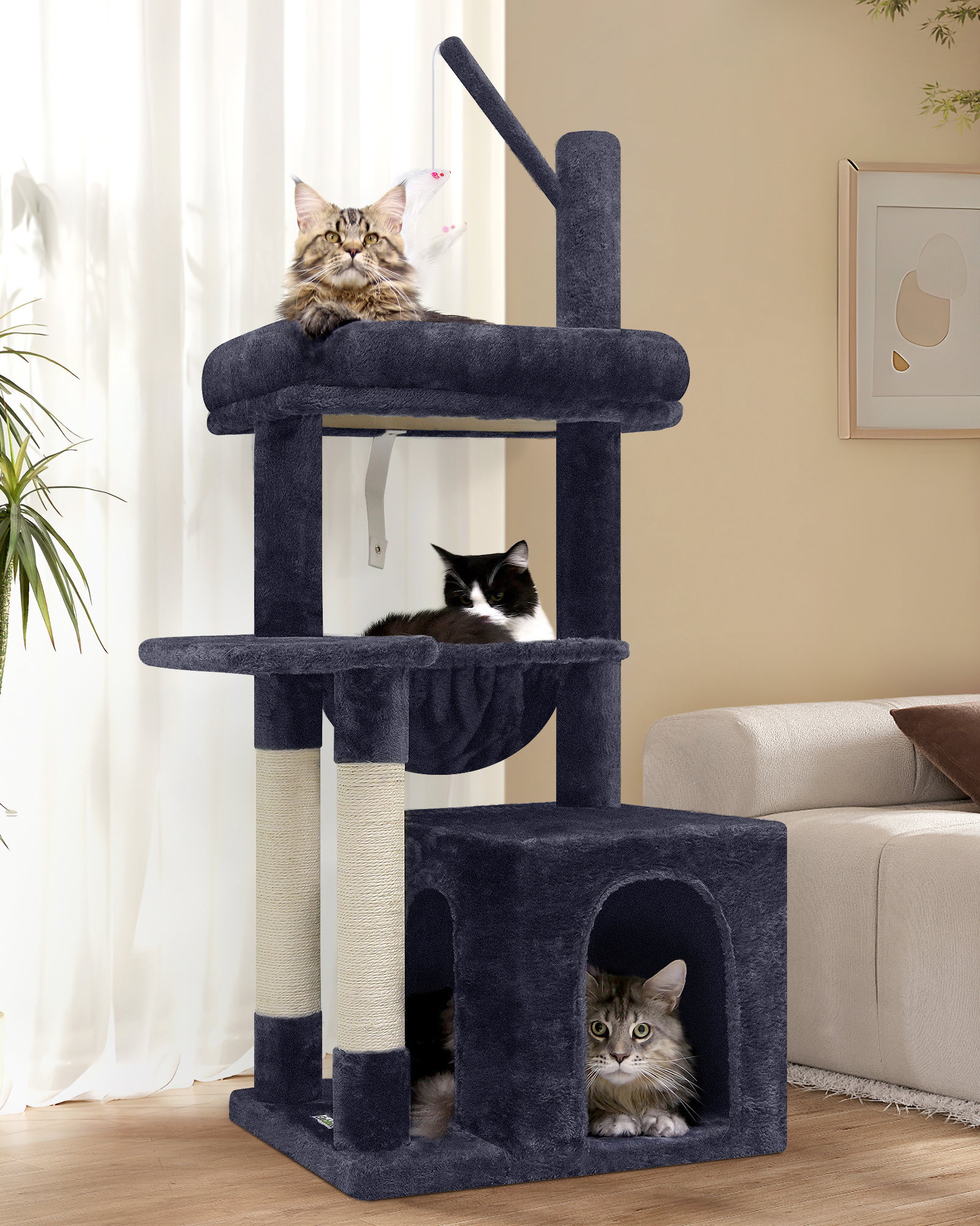 F46A Cat Tree(Dark Gray,46-inch)
