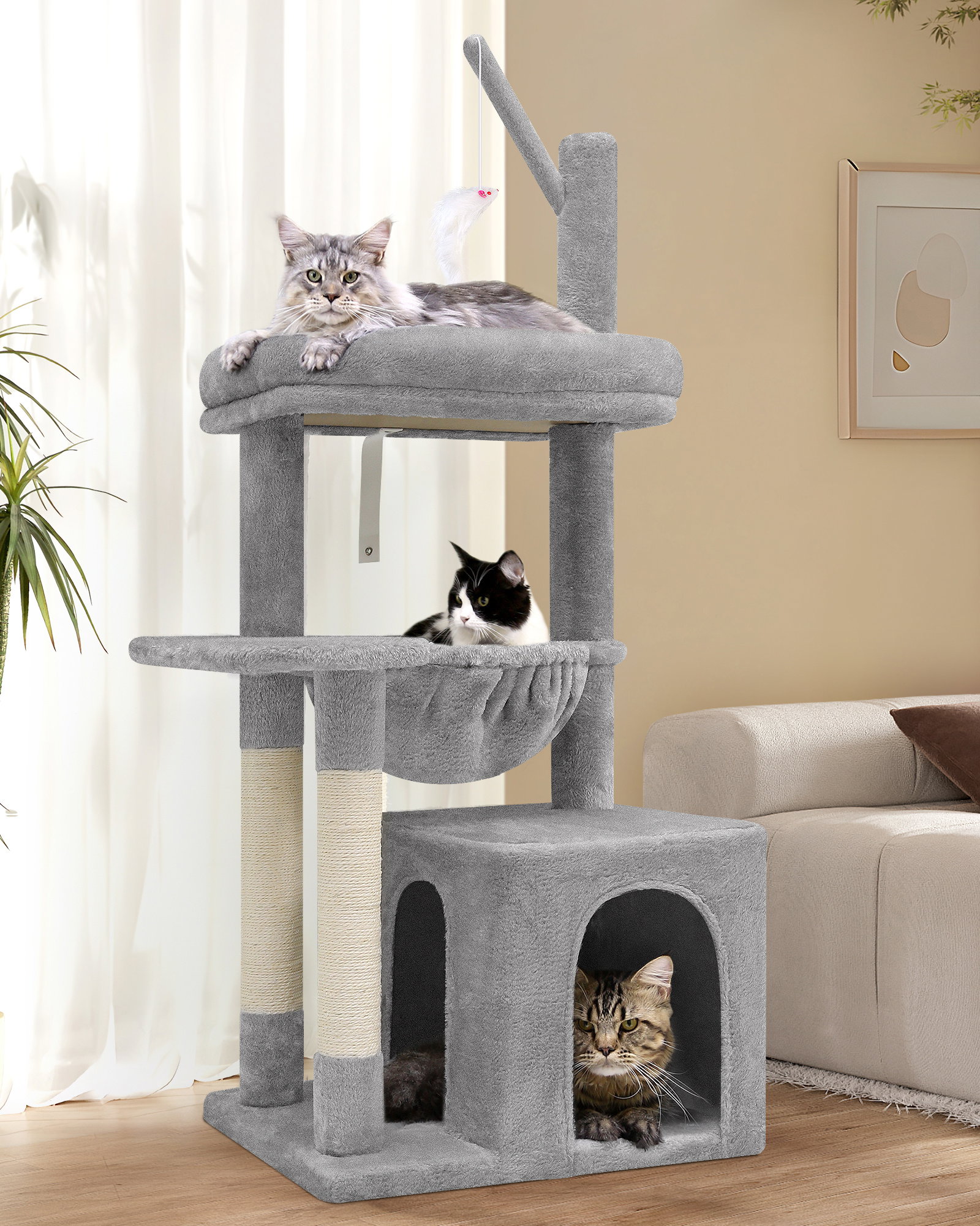 F46A Cat Tree(Light Gray,46-inch)