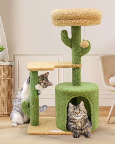 F33 Small Cactus Cat Tower(Green,33-inch)