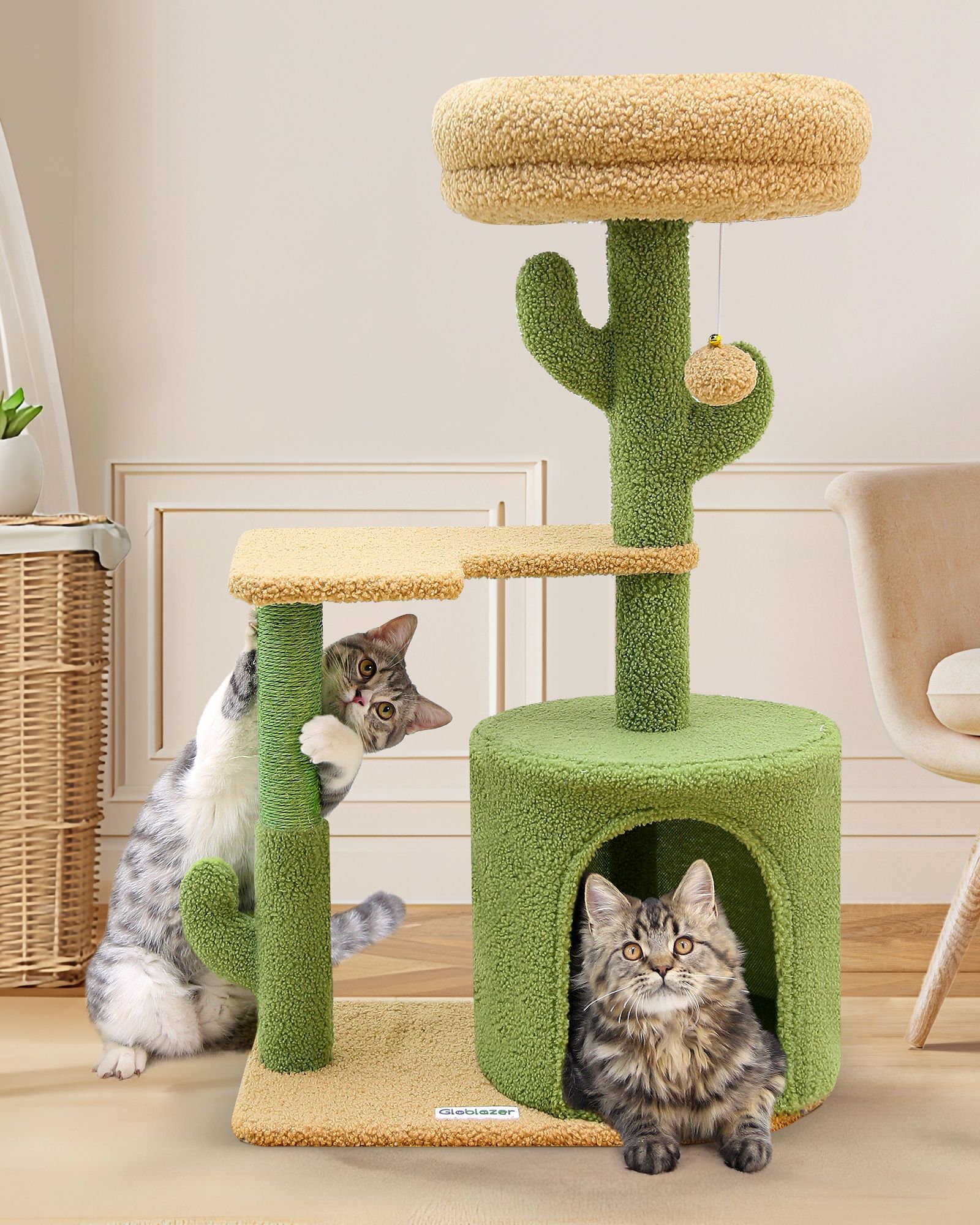 F33 Small Cactus Cat Tower(Green,33-inch)