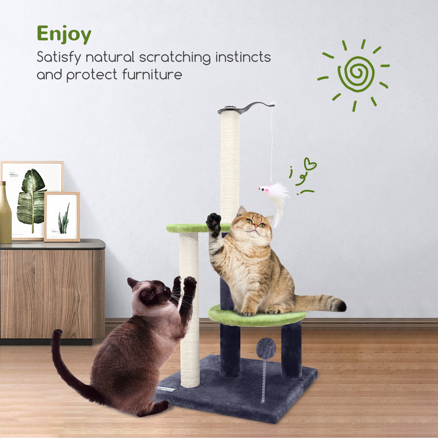 SC34 Scratching Post(Dark Grey,34-inch)