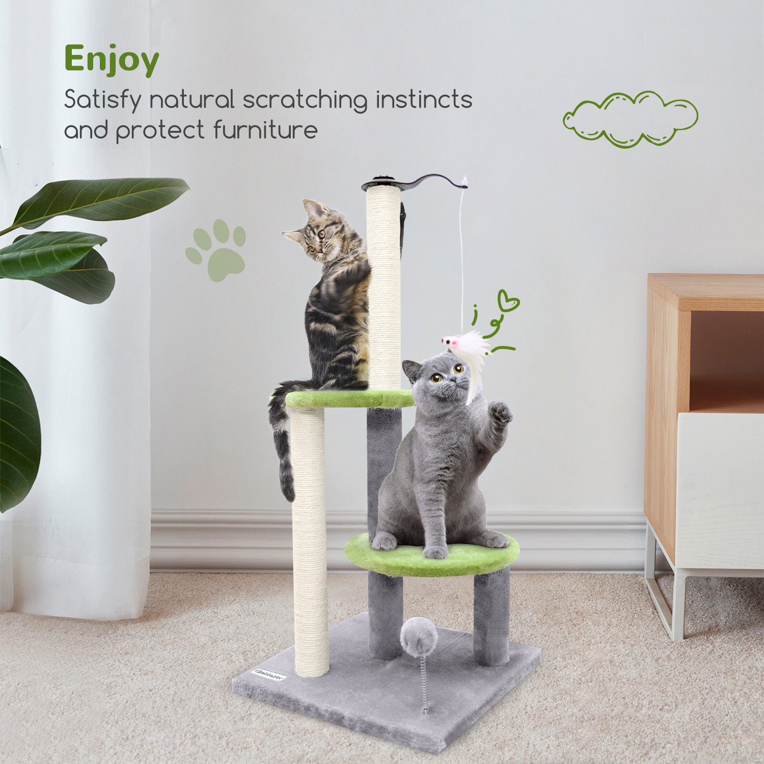 SC34 Scratching Post(Light Grey,34-inch)