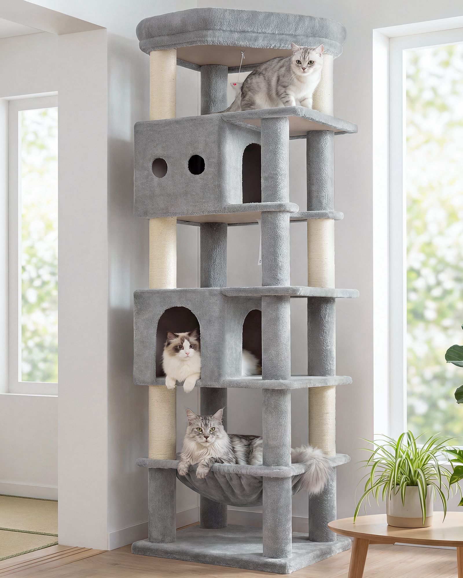 F67 Cat Tower(Light Grey,67-inch)