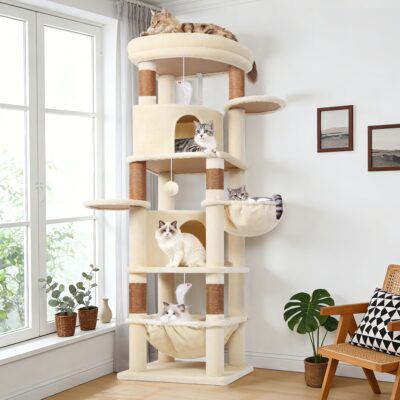 C68 Large Cat Tower(Beige,68-inch)