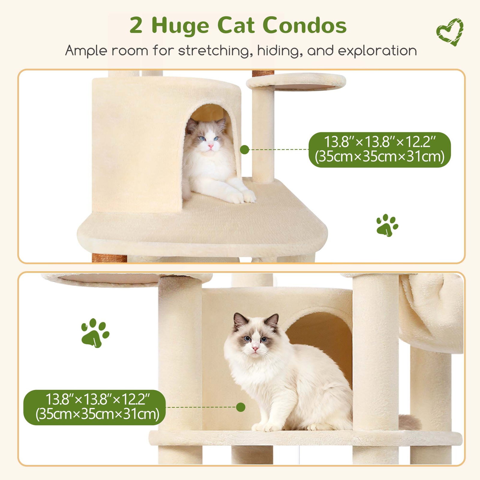 C68 Large Cat Tower(Beige,68-inch)