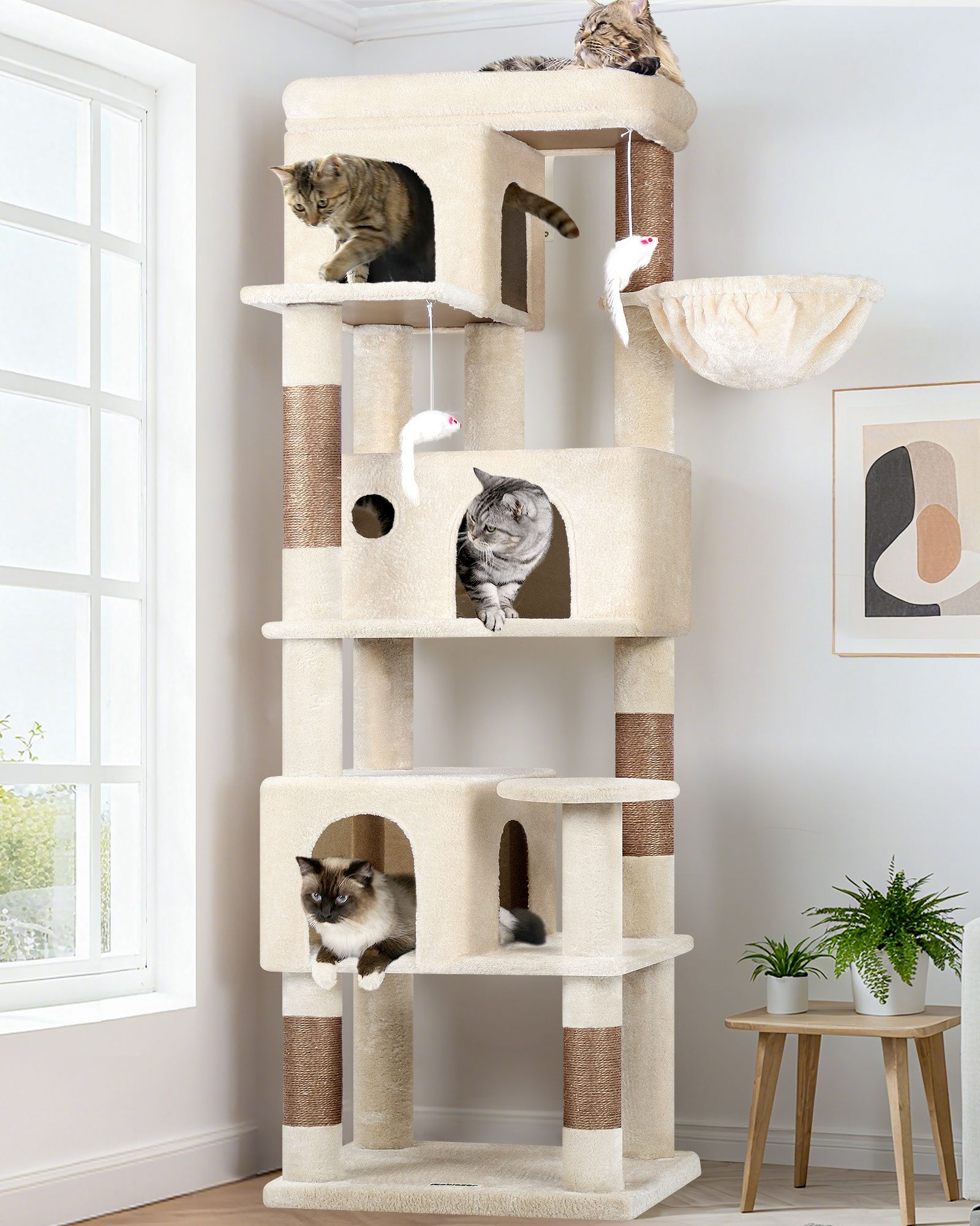 F66 Cat Tower(Beige,66-inch)