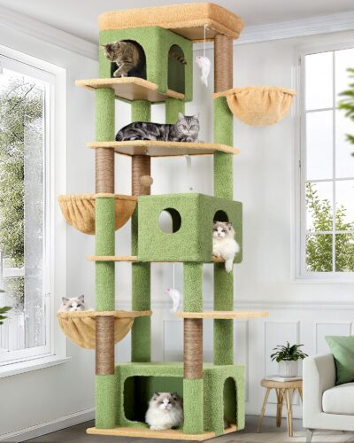 F80F Cat Tree For Large Cats(Cactus Green,80-inch)