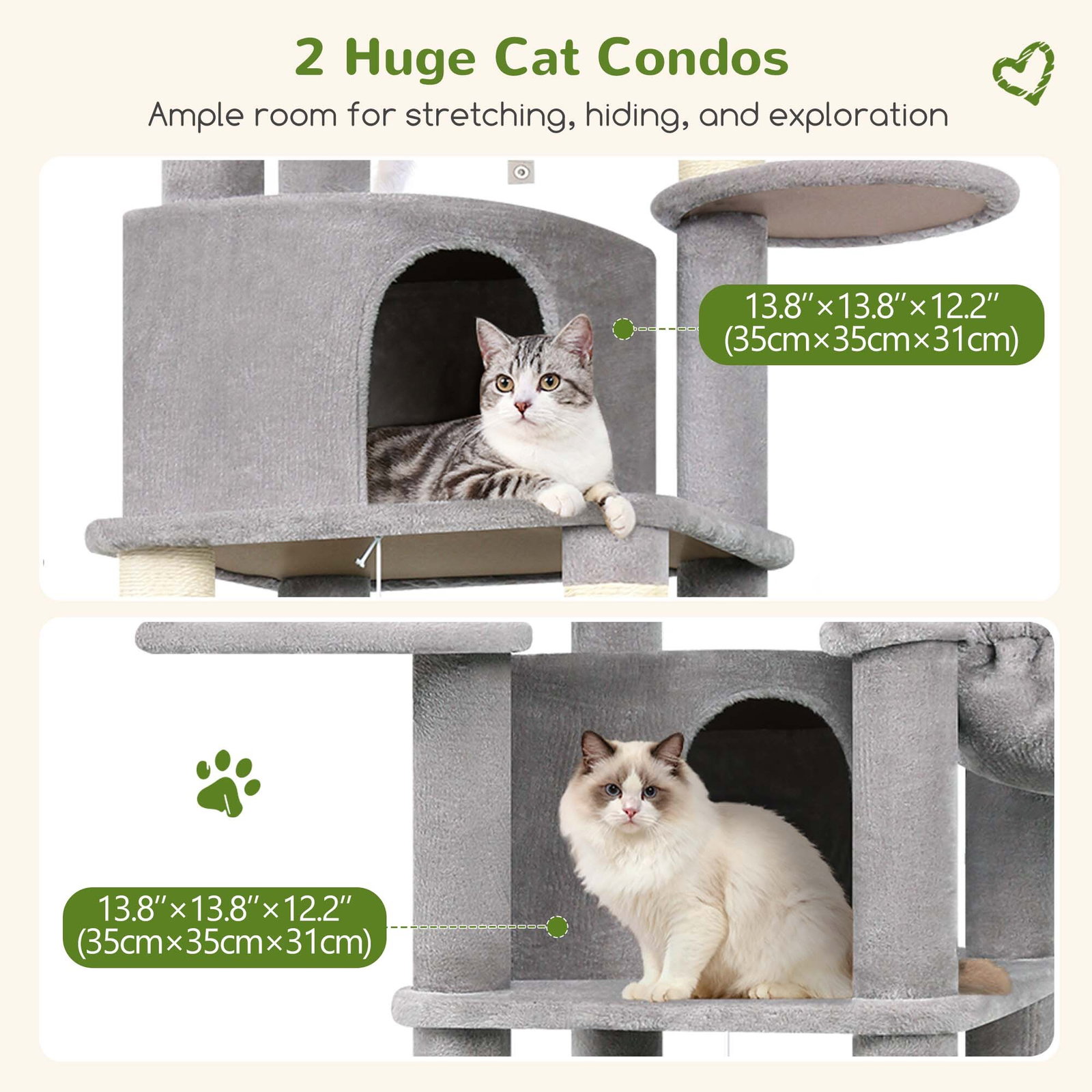 C68 Large Cat Tower(Light Gray,68-inch)