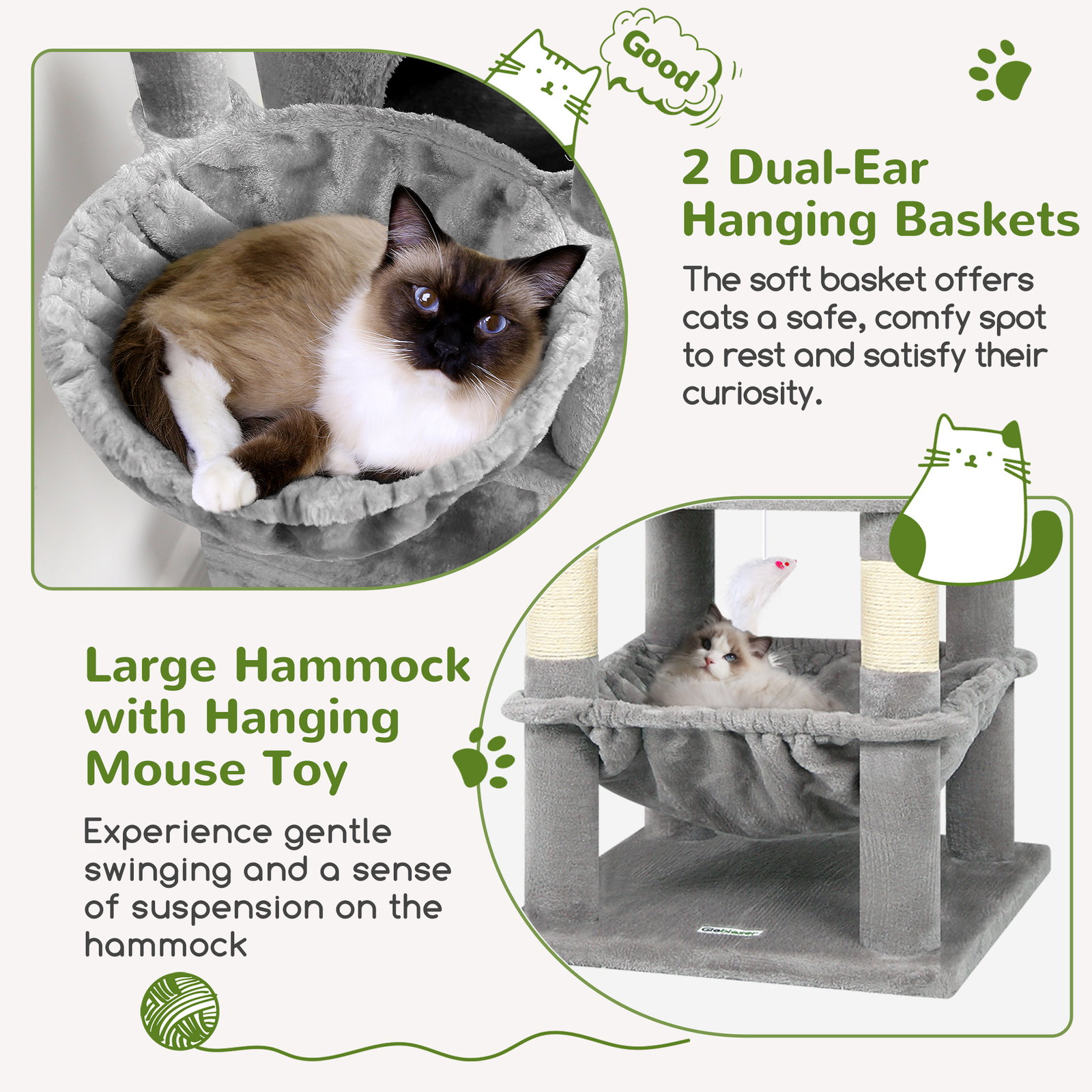 C68 Large Cat Tower(Light Gray,68-inch)