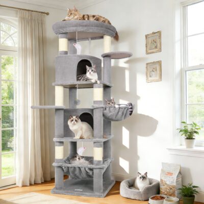 C68 Large Cat Tower(Light Gray,68-inch)