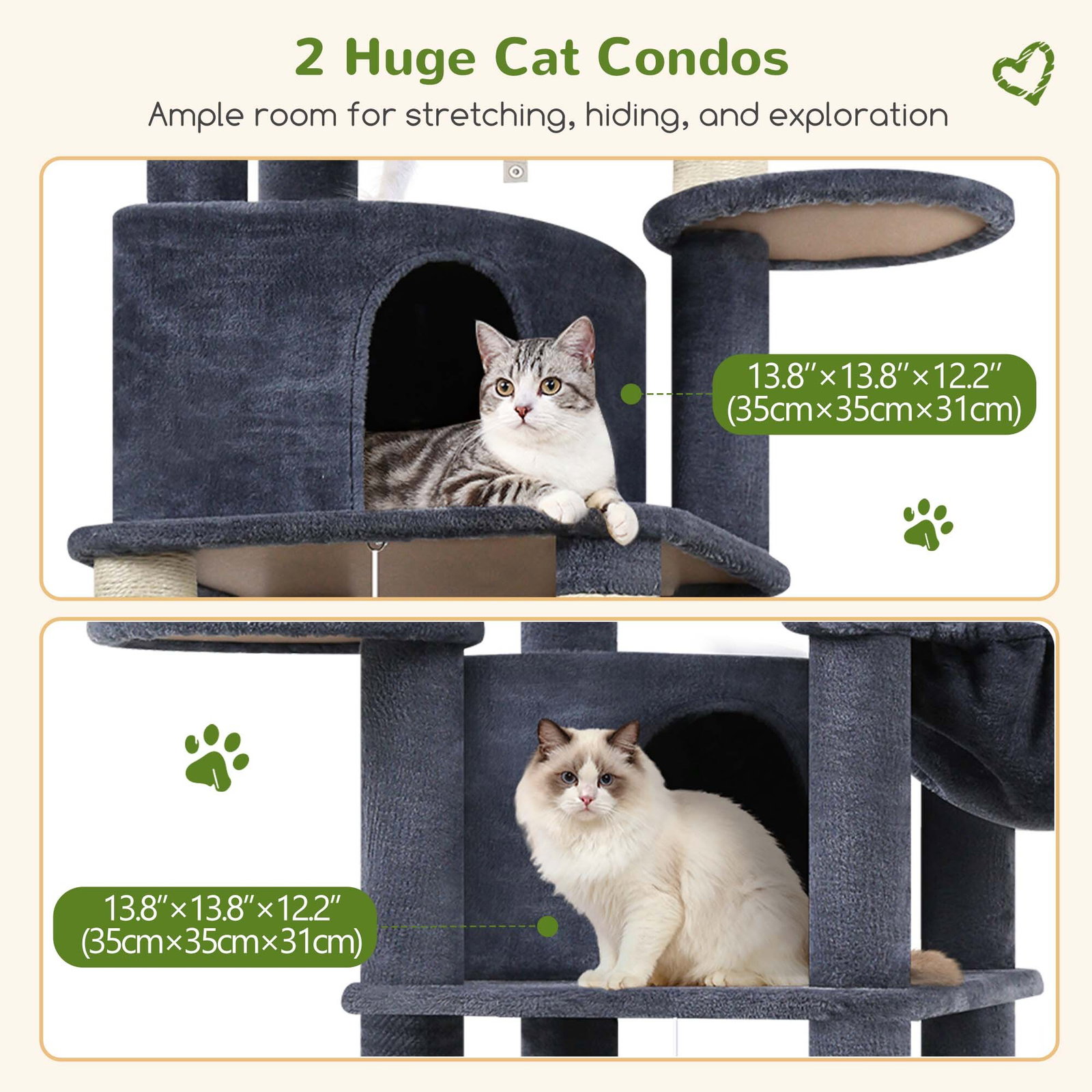 C68 Large Cat Tower(Dark Gray,68-inch)
