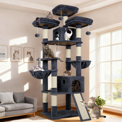 F83D Big Cat Tree(Dark Gray,83-inch)