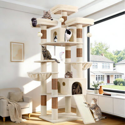 F83D Big Cat Tree(Beige,83-inch)