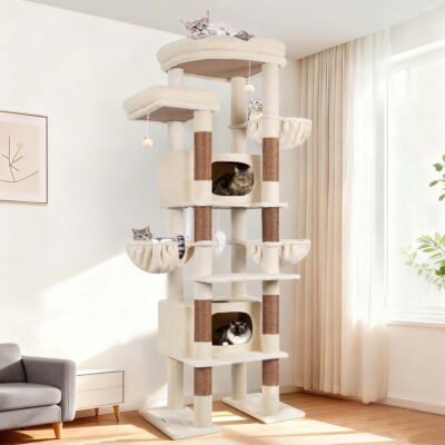 F84 Big Cat Tree(Beige,84-inch)