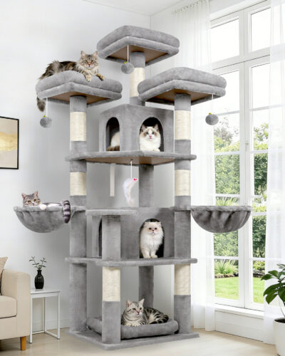 F68B Cat Tower For Indoor Cats(Light Grey,68-inch)