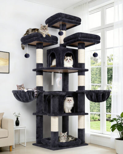 F68B Cat Tower For Indoor Cats(Dark Grey,68-inch)