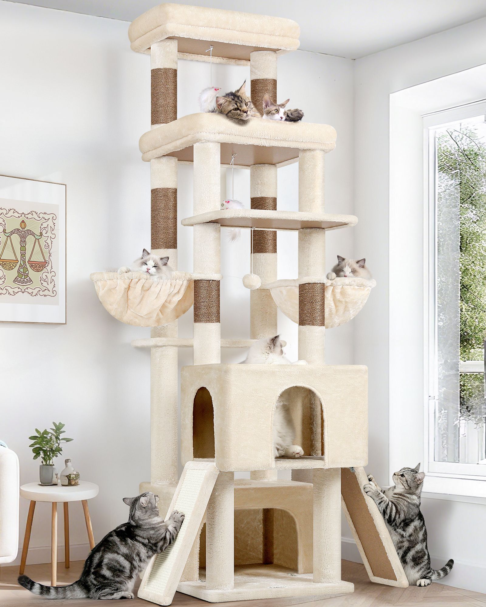 Z78 Tall Cat Tree(Beige,78-inch)
