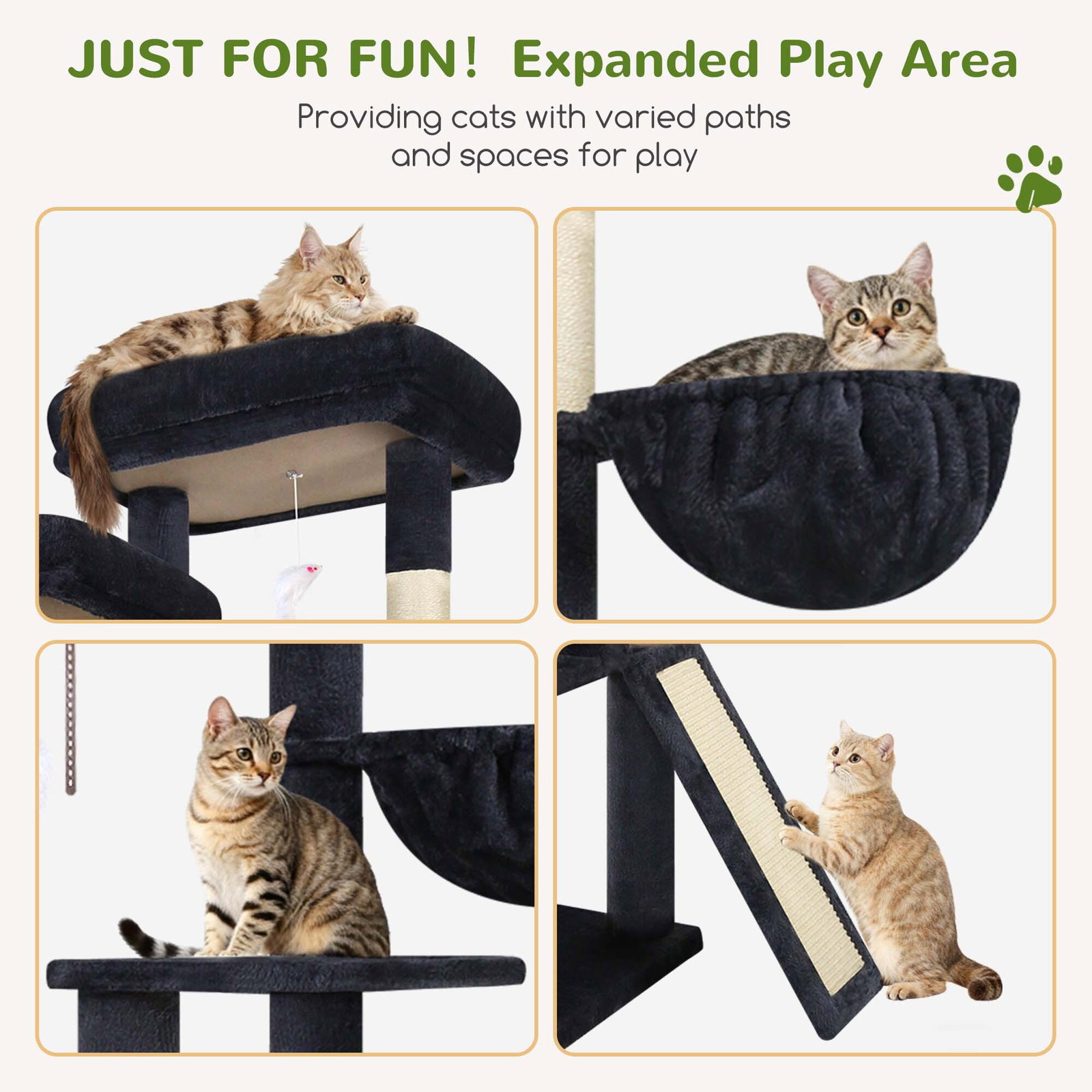 F76C Cat Tree(Dark Grey,76-inch)