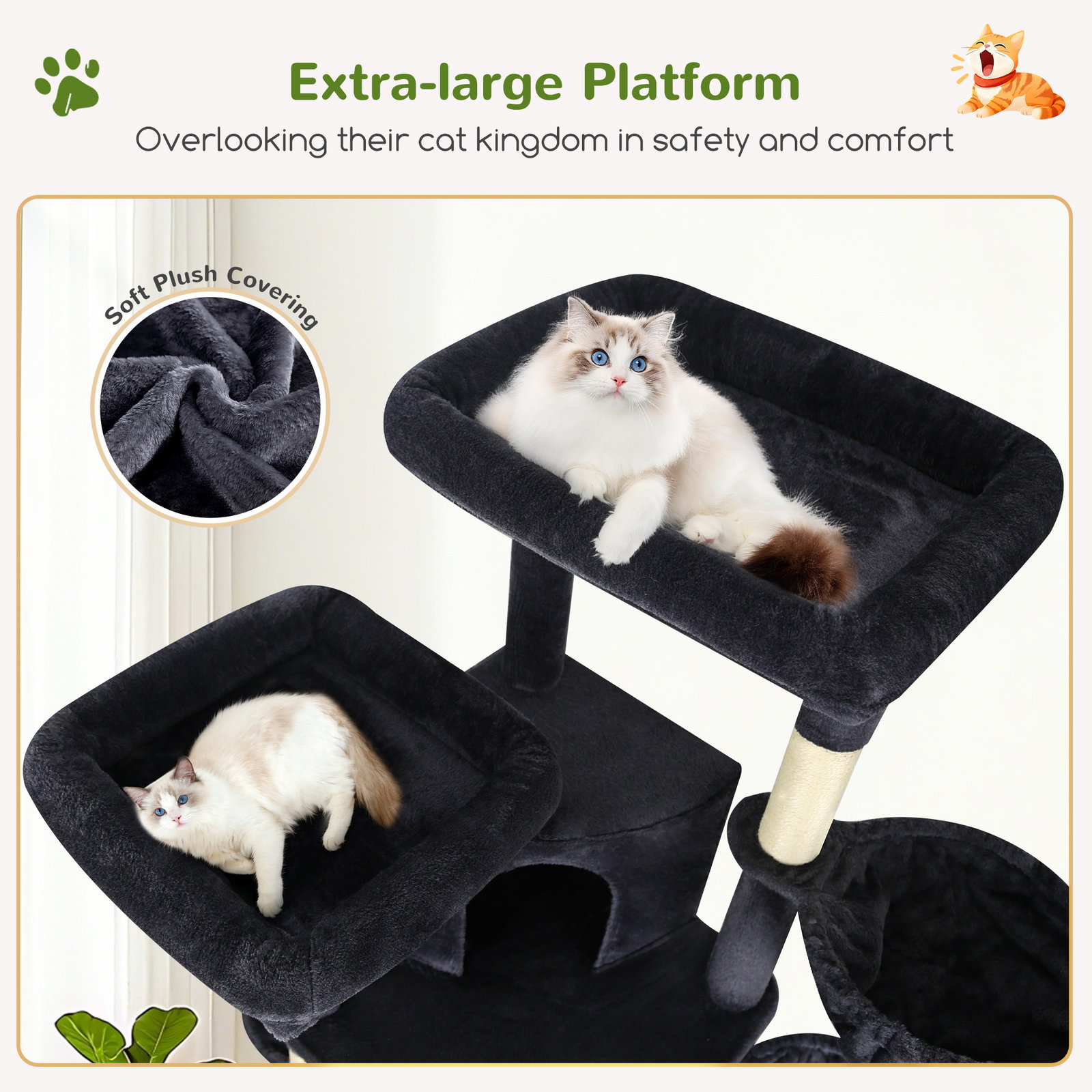 F76C Cat Tree(Dark Grey,76-inch)