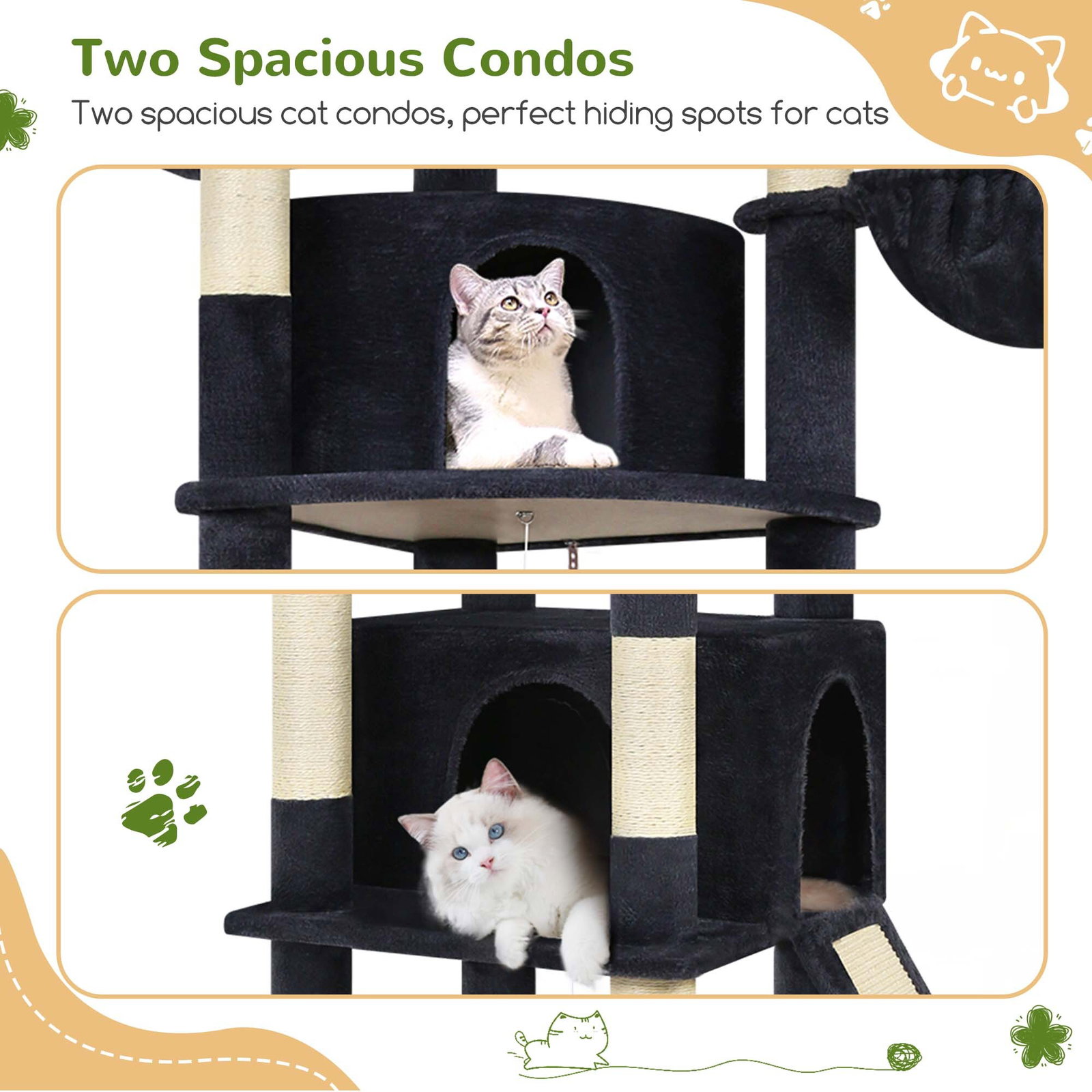 F76C Cat Tree(Dark Grey,76-inch)
