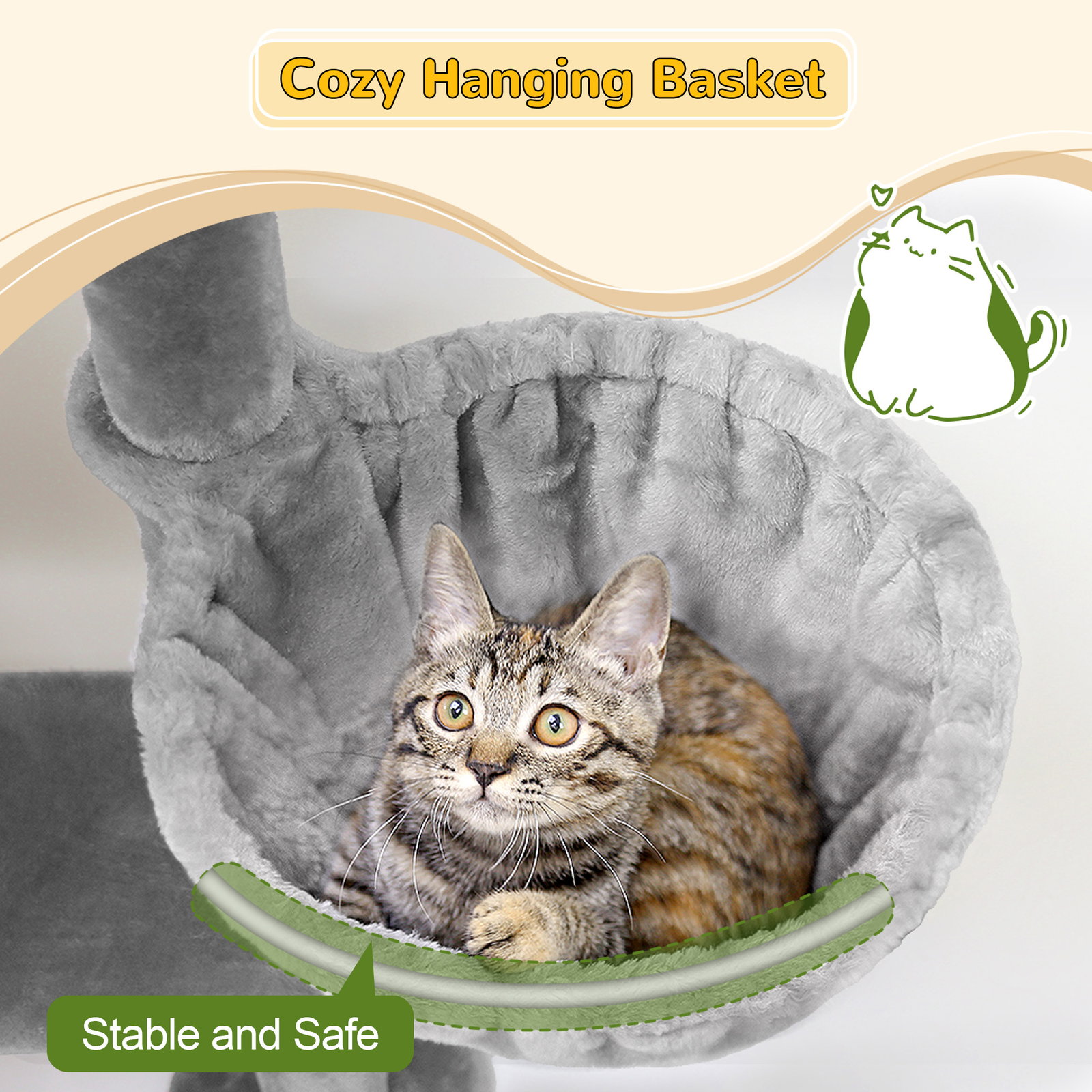 S69 Cat Tree(Light Grey,69-inch)