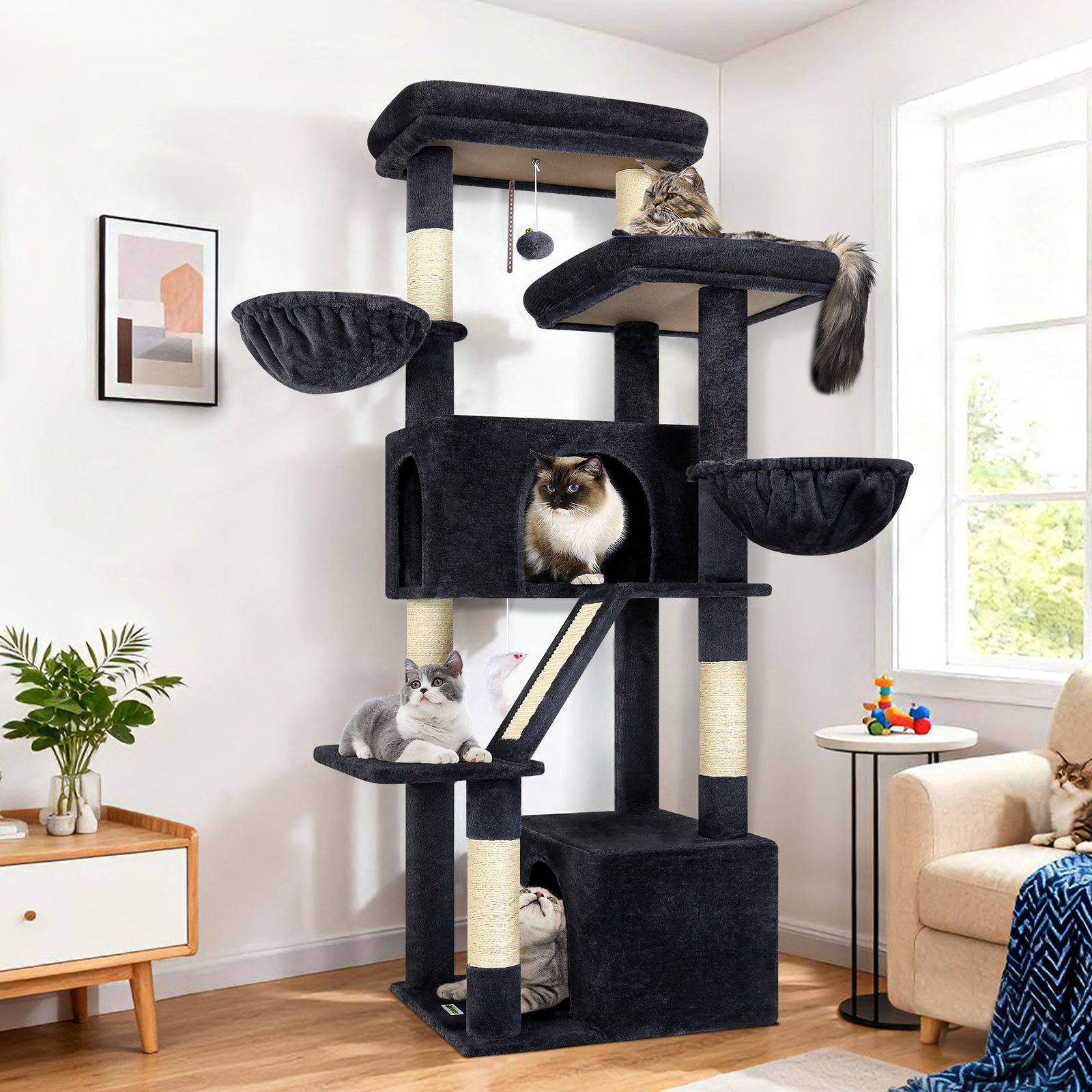 S69 Cat Tree(Dark Grey,69-inch)