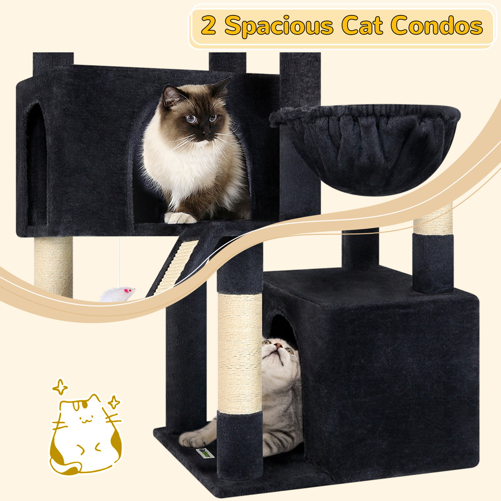 S69 Cat Tree(Dark Grey,69-inch)