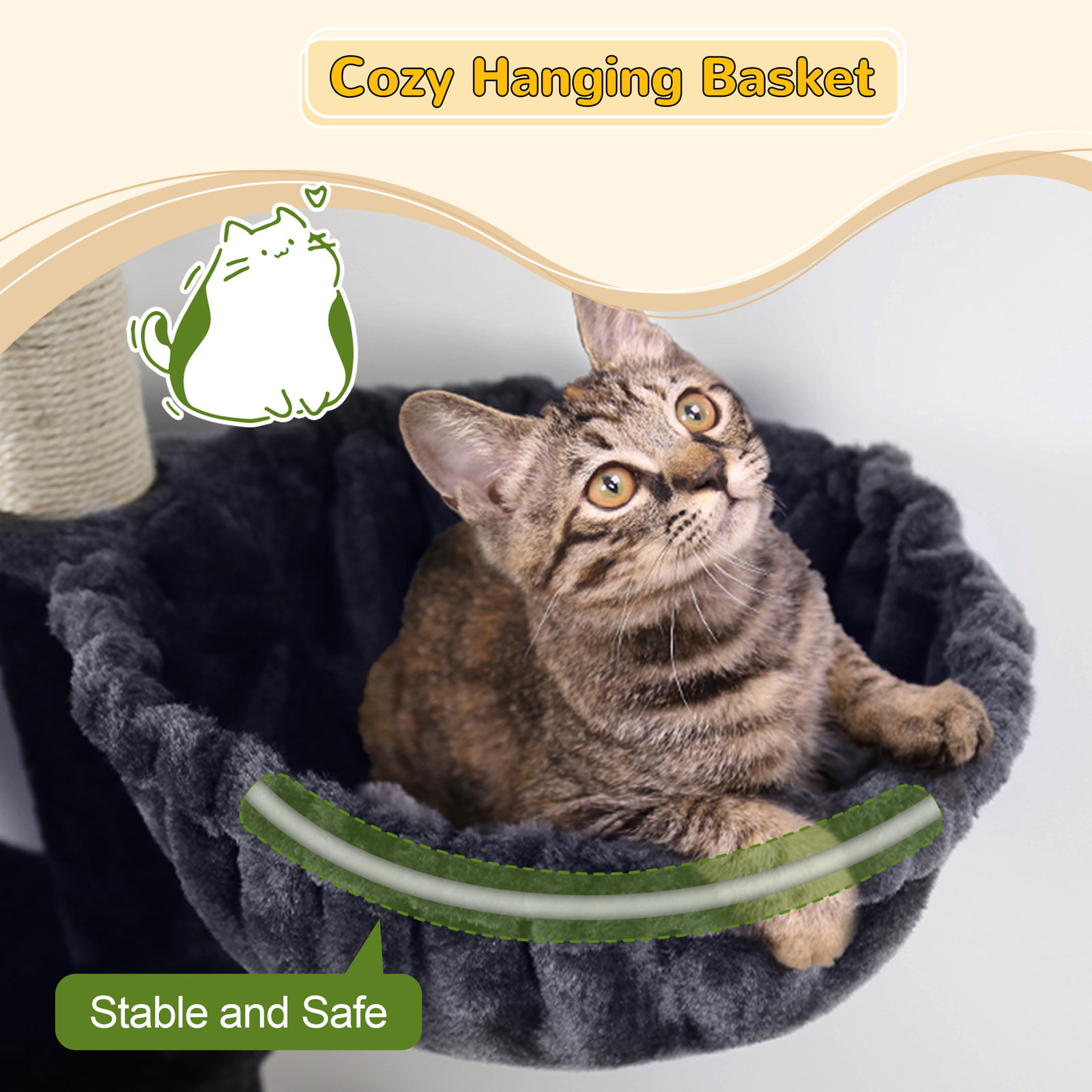 S69 Cat Tree(Dark Grey,69-inch)