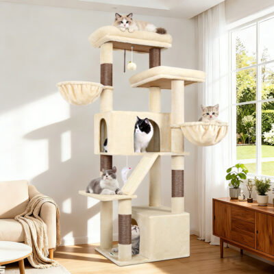 S69 Cat Tree(Beige,69-inch)