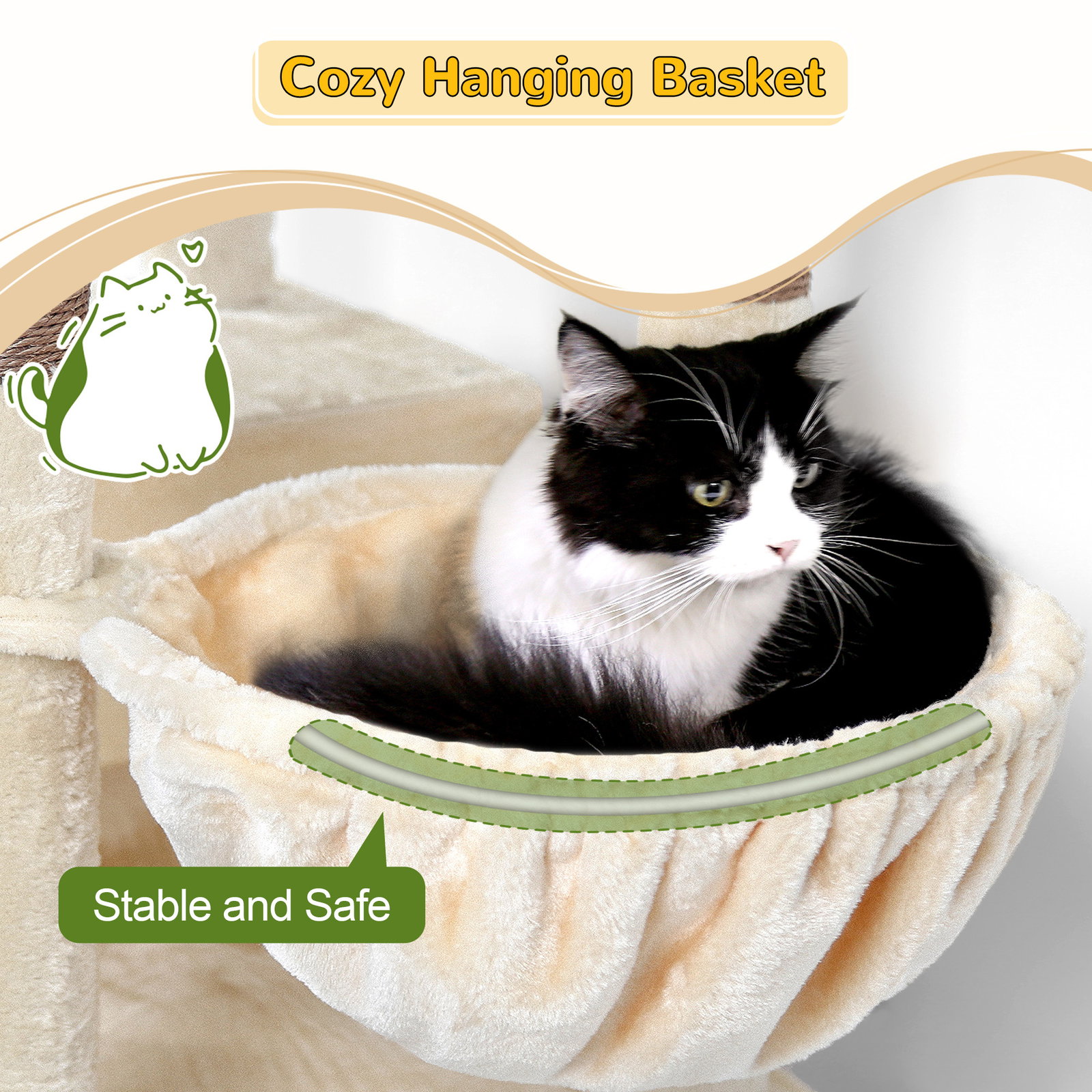 S69 Cat Tree(Beige,69-inch)