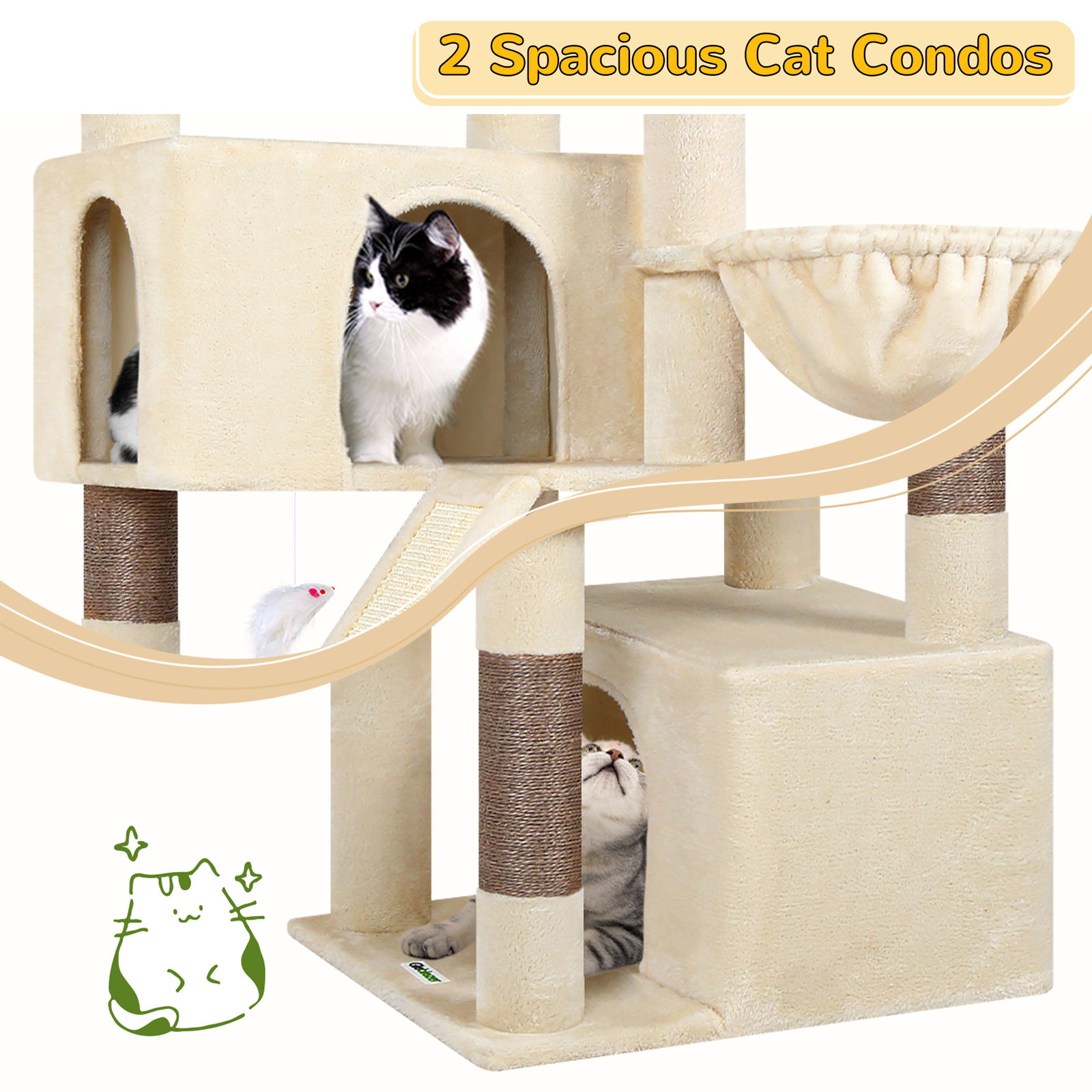 S69 Cat Tree(Beige,69-inch)