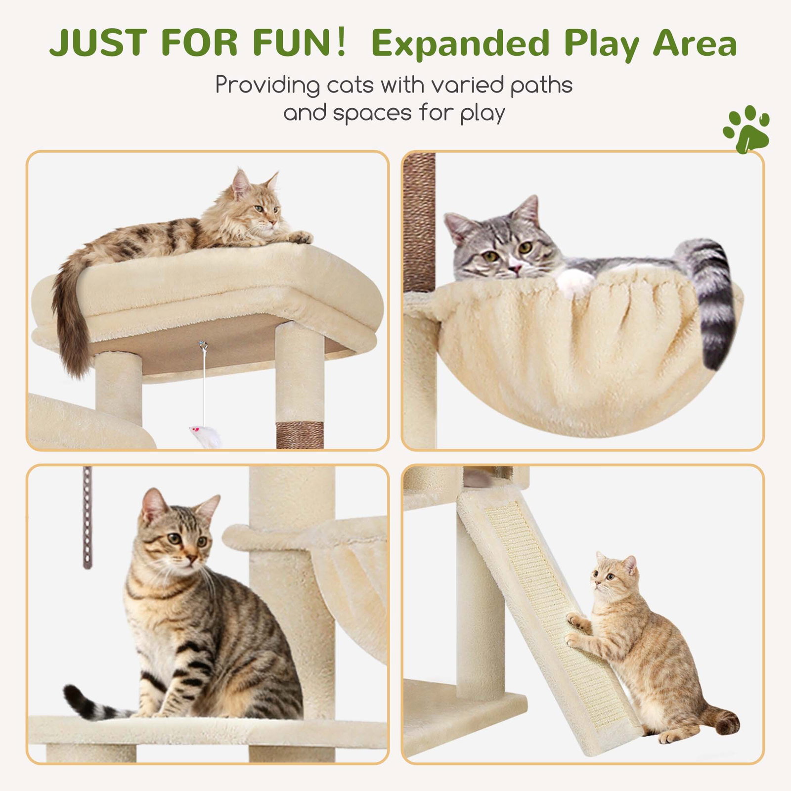 F76C Cat Tree(Beige,76-inch)